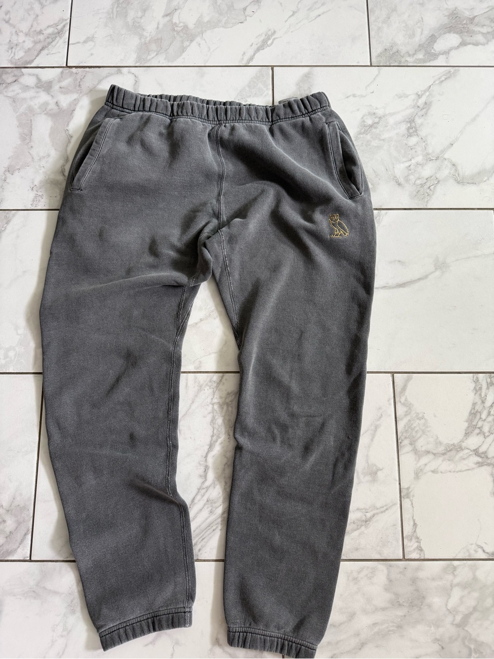 OVO Octobers Very Own Garment Dyed Grey Charcoal Sweatpants Size Medium
